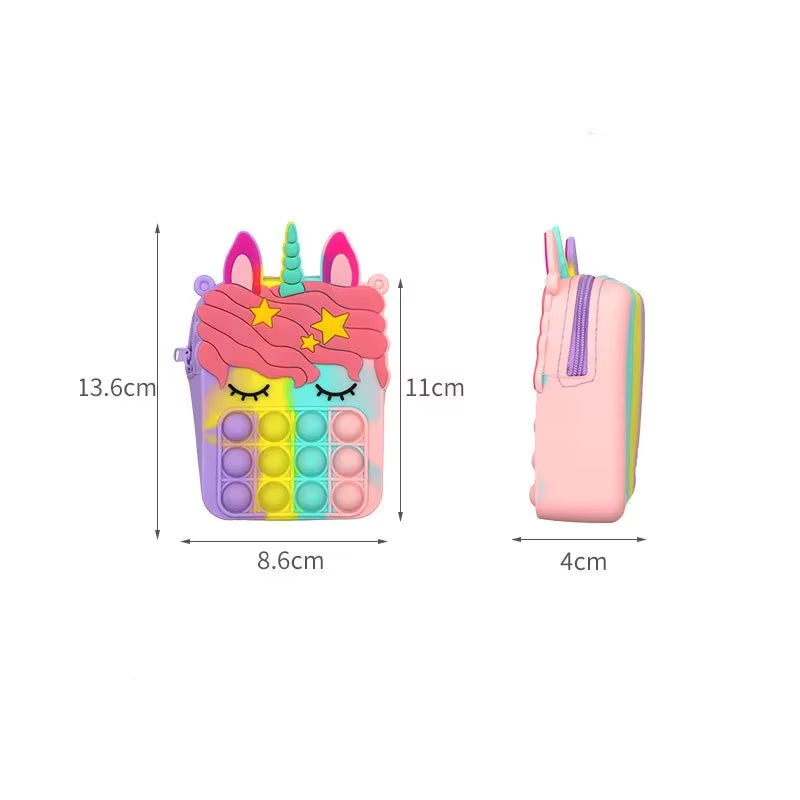 Unicorn Crossbody Bag Girl Crossbody Bag Toy anti Stress Simple Dent Stress Relief Children'S Coin Wallet Decompression Toy