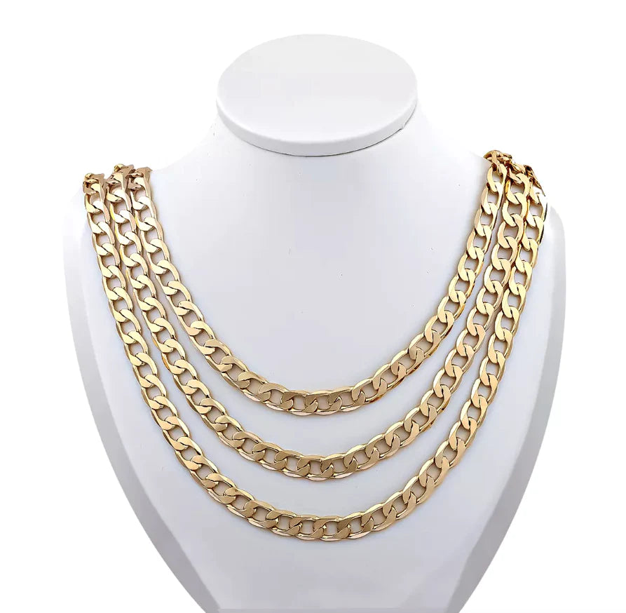 Stainless Steel Gold Silver Chain Cuban Curb Womens Mens Necklace 3/5/7/9/11Mm