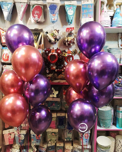 100Pcs Metallic Purple Latex Balloons Various Sizes Chrome Balloon 18/12/10/5 Inch Helium Balloon Perfect for Birthday Valentines Baby Shower Bridal Shower Wedding Anniversary Balloons (Purple)