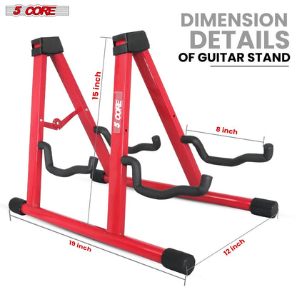 5Core Double Guitar Stand Floor Adjustable a Frame Folding Acoustic Electric Guitars Holder Stands