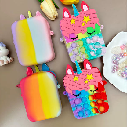 Unicorn Crossbody Bag Girl Crossbody Bag Toy anti Stress Simple Dent Stress Relief Children'S Coin Wallet Decompression Toy